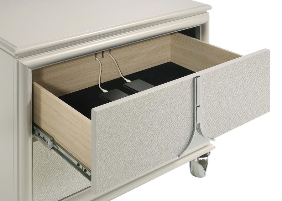 OLIVIA 2-DRAWER NIGHTSTAND BEDSIDE TABLE PEARL WHITE