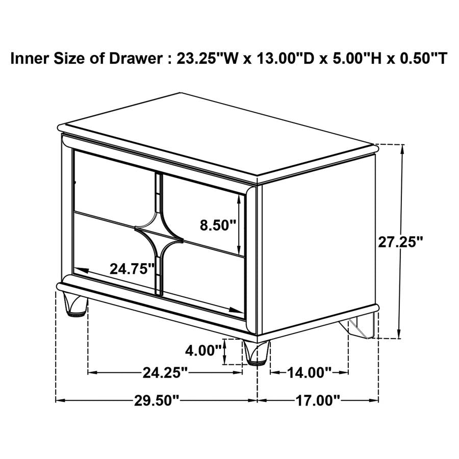 OLIVIA 2-DRAWER NIGHTSTAND BEDSIDE TABLE PEARL WHITE