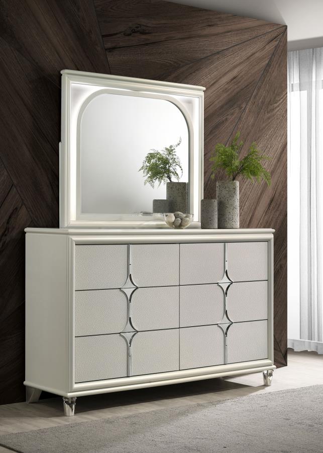OLIVIA 6-DRAWER DRESSER CABINET PEARL WHITE