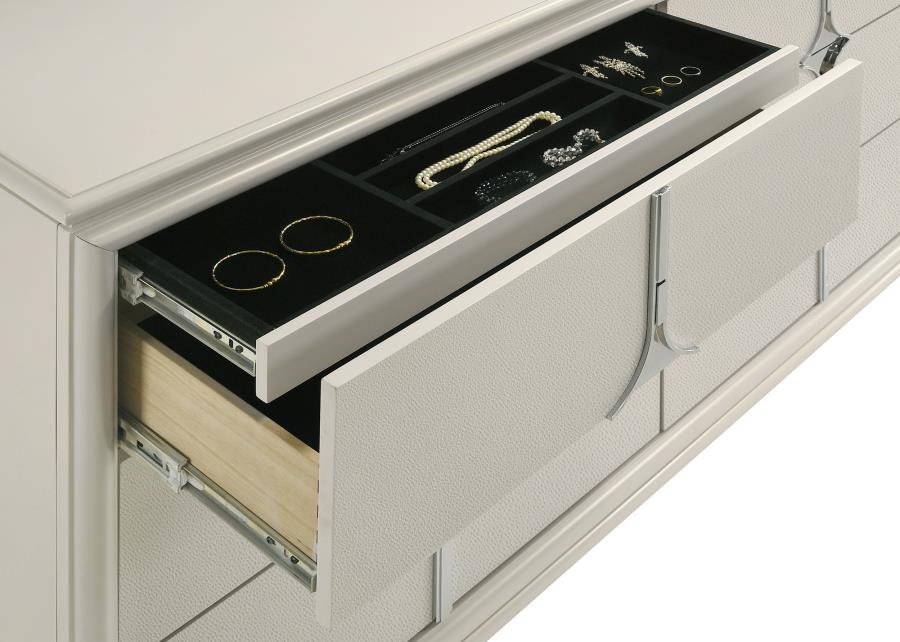 OLIVIA 6-DRAWER DRESSER CABINET PEARL WHITE
