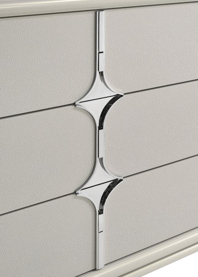 OLIVIA 6-DRAWER DRESSER CABINET PEARL WHITE