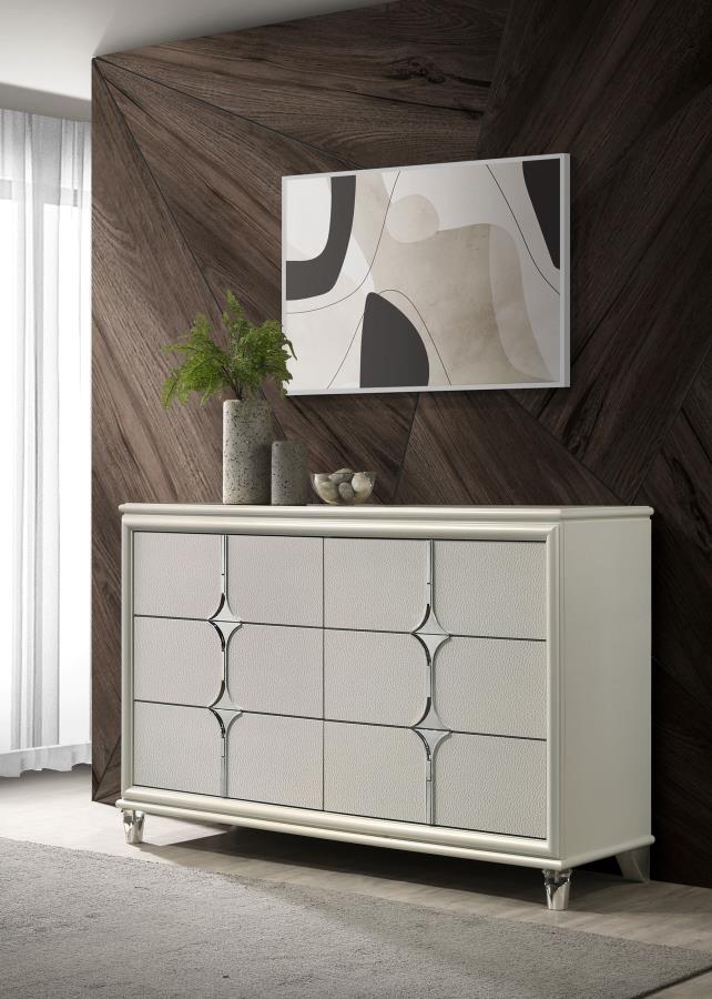 OLIVIA 6-DRAWER DRESSER CABINET PEARL WHITE