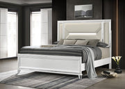 MARMORE 64-INCH QUEEN PANEL BED LED HEADBOARD WHITE