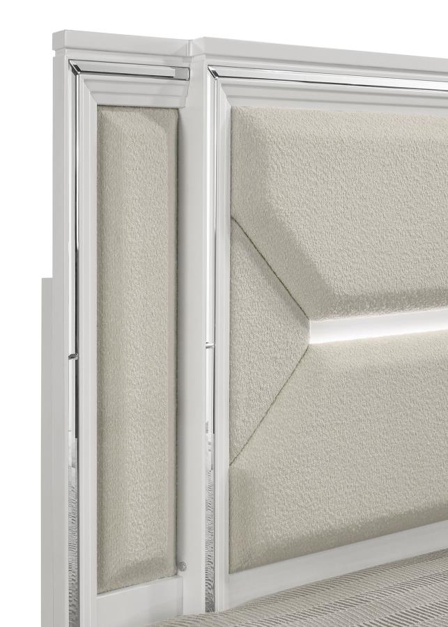 MARMORE 64-INCH QUEEN PANEL BED LED HEADBOARD WHITE