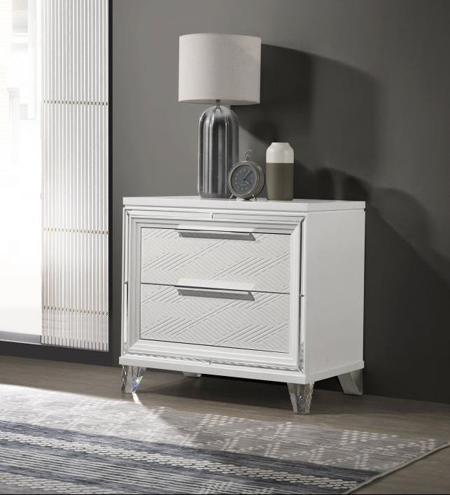 MARMORE 2-DRAWER NIGHTSTAND BEDSIDE TABLE WHITE