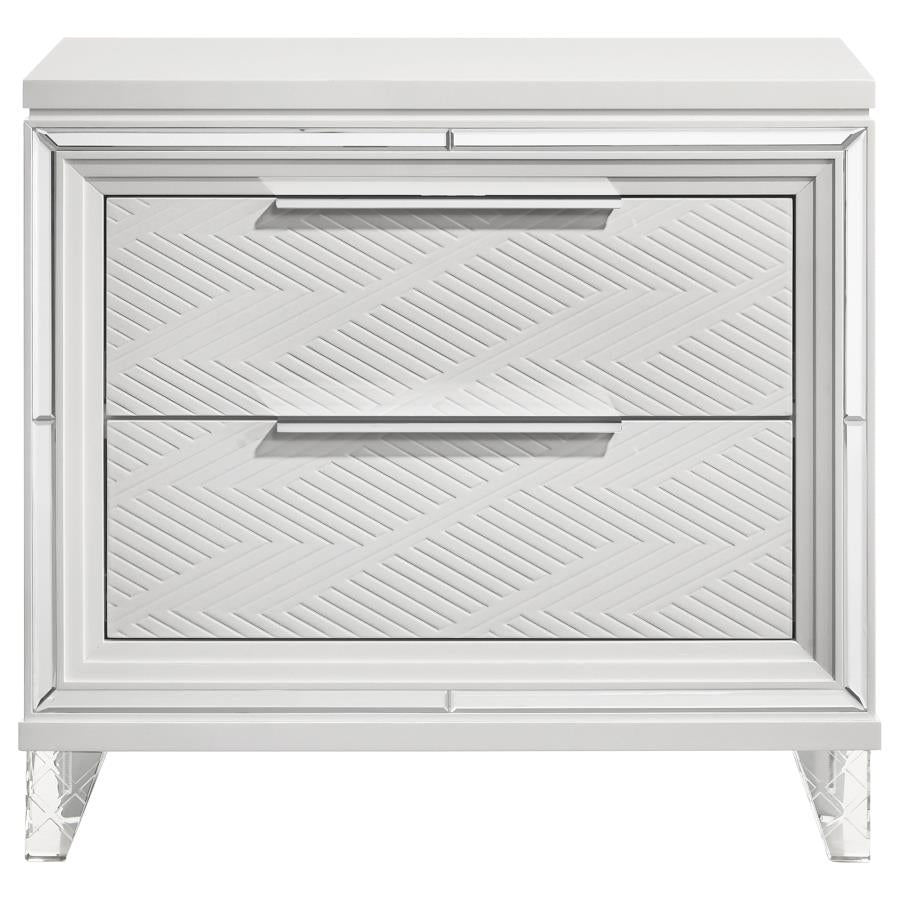 MARMORE 2-DRAWER NIGHTSTAND BEDSIDE TABLE WHITE
