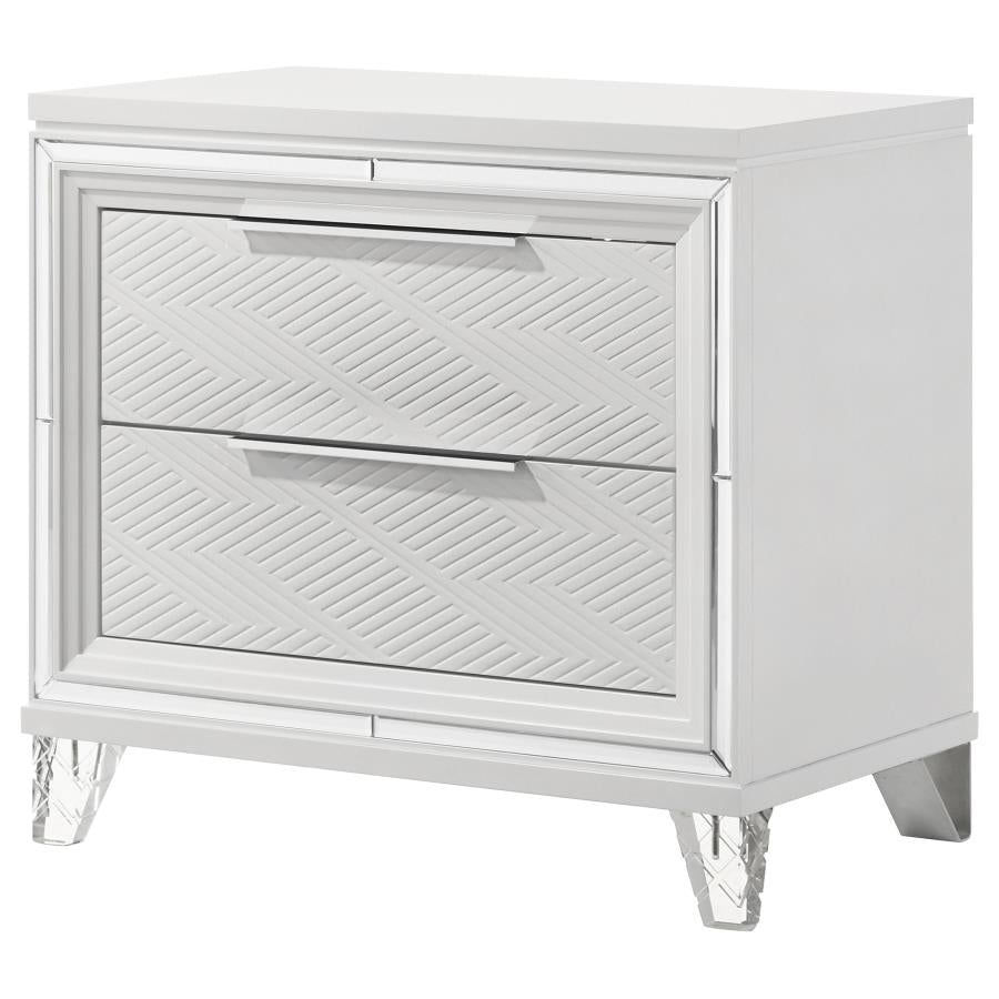 MARMORE 2-DRAWER NIGHTSTAND BEDSIDE TABLE WHITE