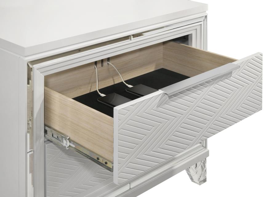 MARMORE 2-DRAWER NIGHTSTAND BEDSIDE TABLE WHITE