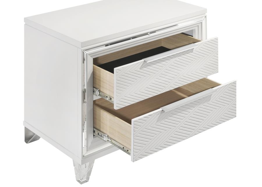 MARMORE 2-DRAWER NIGHTSTAND BEDSIDE TABLE WHITE
