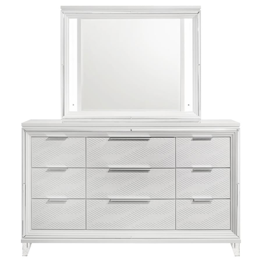 MARMORE 9-DRAWER DRESSER AND LED MIRROR WHITE