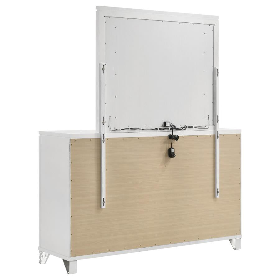 MARMORE 9-DRAWER DRESSER AND LED MIRROR WHITE