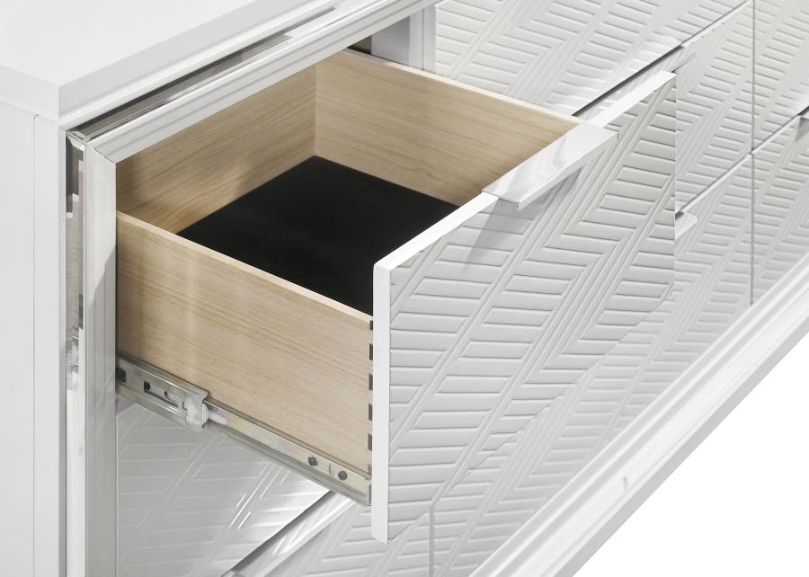 MARMORE 9-DRAWER DRESSER AND LED MIRROR WHITE