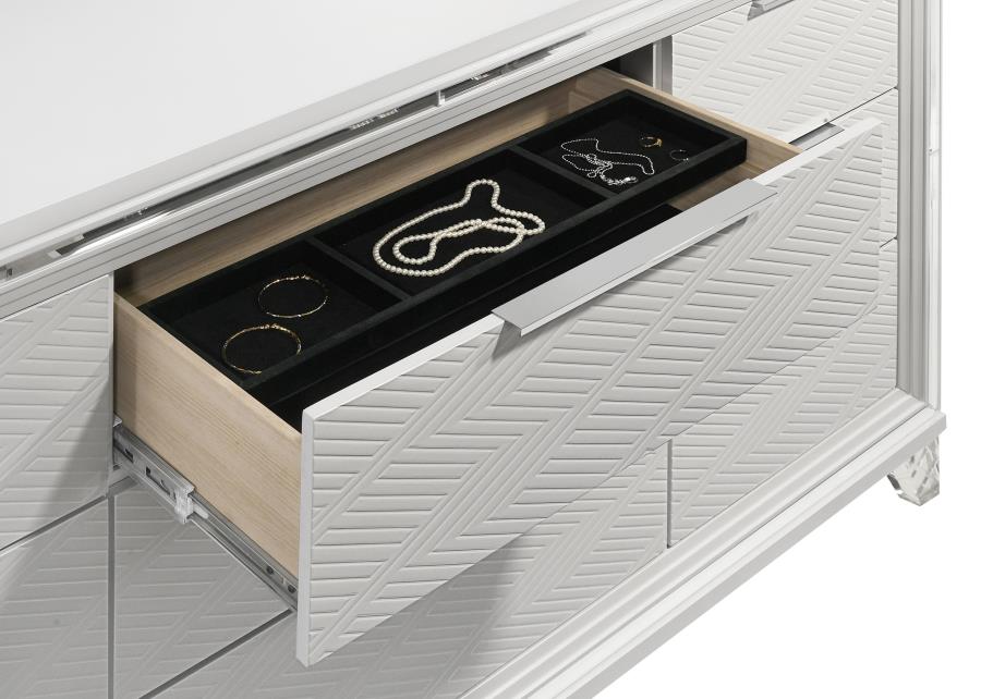 MARMORE 9-DRAWER DRESSER AND LED MIRROR WHITE