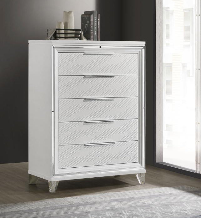 MARMORE 5-DRAWER BEDROOM CHEST OF DRAWERS WHITE