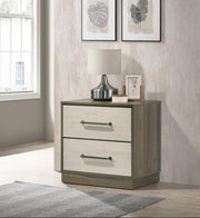 FENWICK 2-DRAWER NIGHTSTAND BEDSIDE TABLE GREY OAK