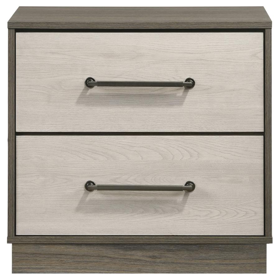 FENWICK 2-DRAWER NIGHTSTAND BEDSIDE TABLE GREY OAK