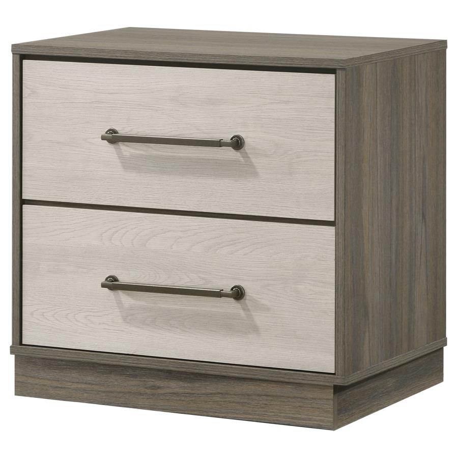 FENWICK 2-DRAWER NIGHTSTAND BEDSIDE TABLE GREY OAK