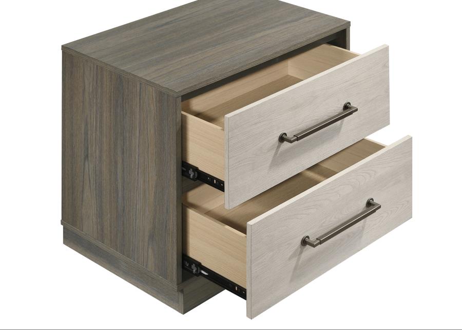 FENWICK 2-DRAWER NIGHTSTAND BEDSIDE TABLE GREY OAK