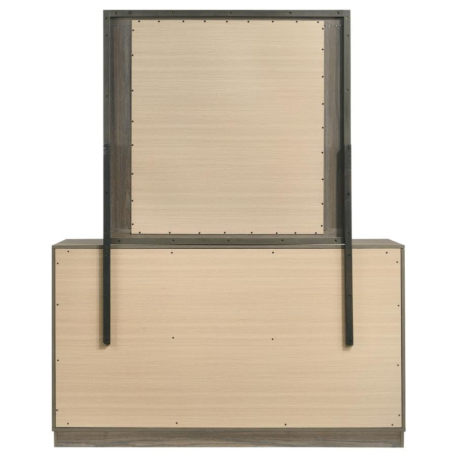 FENWICK 9-DRAWER DRESSER WITH MIRROR GREY OAK