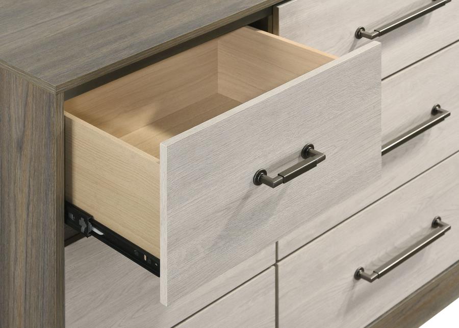 FENWICK 9-DRAWER DRESSER WITH MIRROR GREY OAK