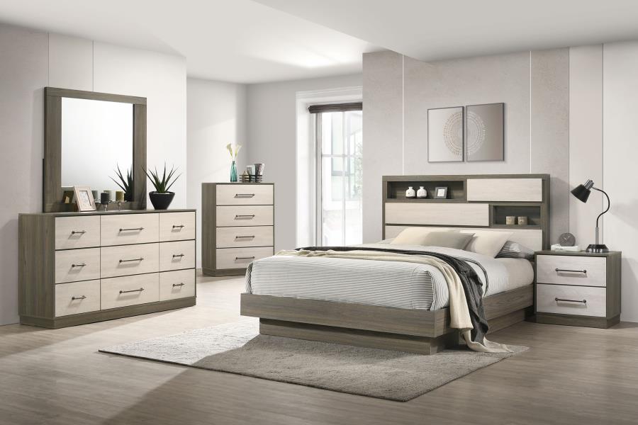 FENWICK 9-DRAWER DRESSER WITH MIRROR GREY OAK
