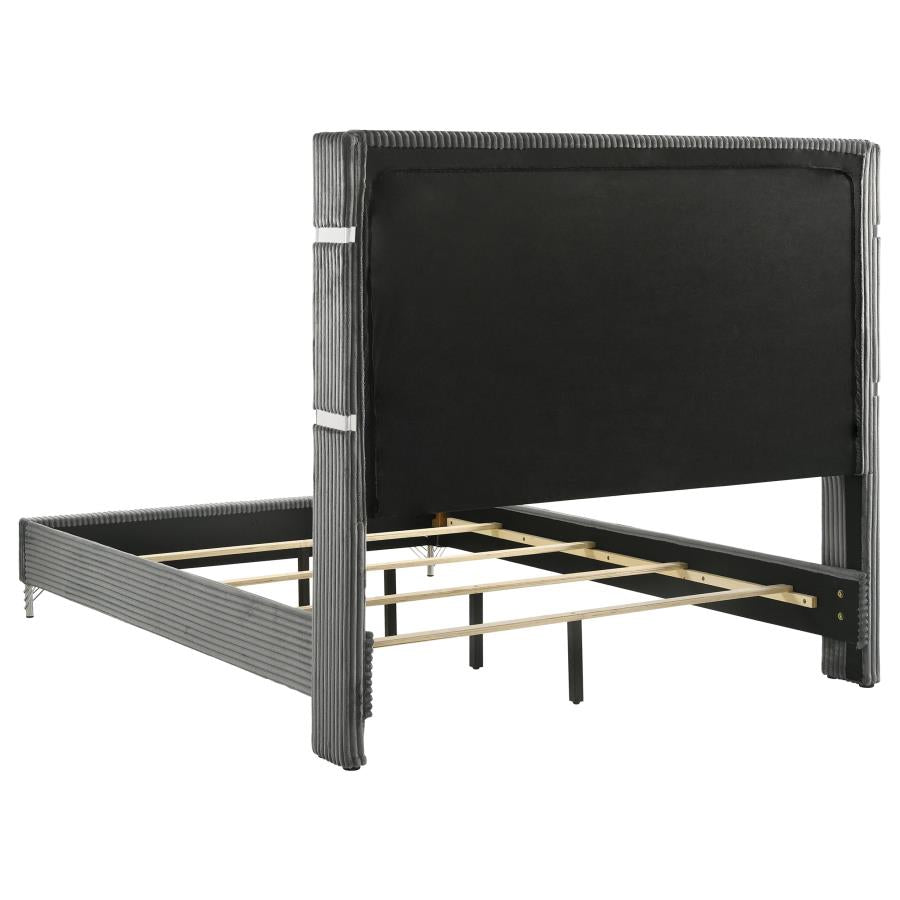 LUCIA 61-INCH UPHOLSTERED WINGBACK BED GREY