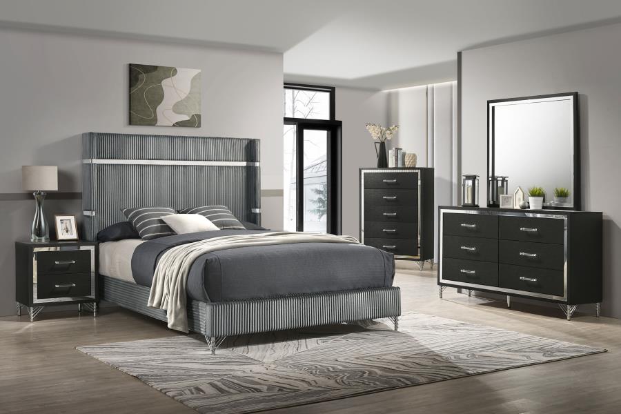 LUCIA 61-INCH UPHOLSTERED WINGBACK BED GREY