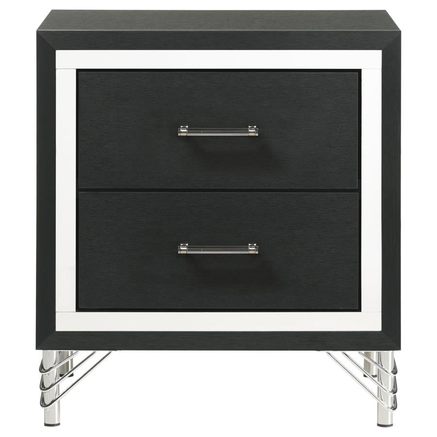LUCIA 2-DRAWER NIGHTSTAND BEDSIDE TABLE BLACK