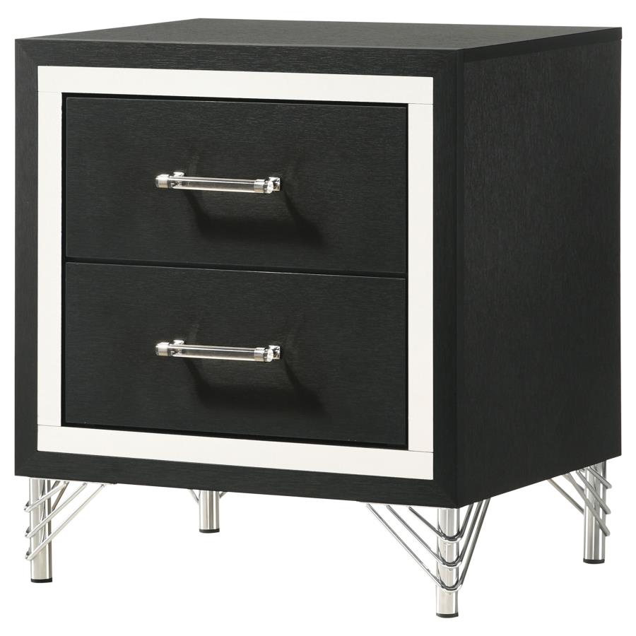 LUCIA 2-DRAWER NIGHTSTAND BEDSIDE TABLE BLACK