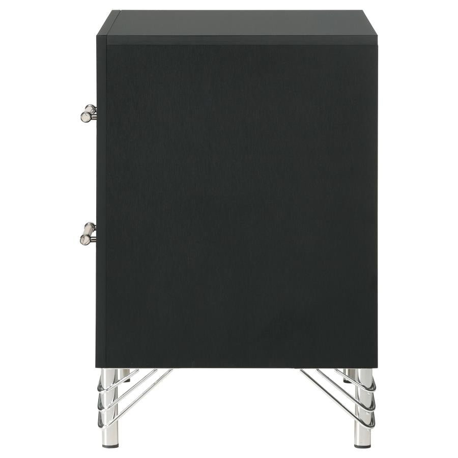 LUCIA 2-DRAWER NIGHTSTAND BEDSIDE TABLE BLACK