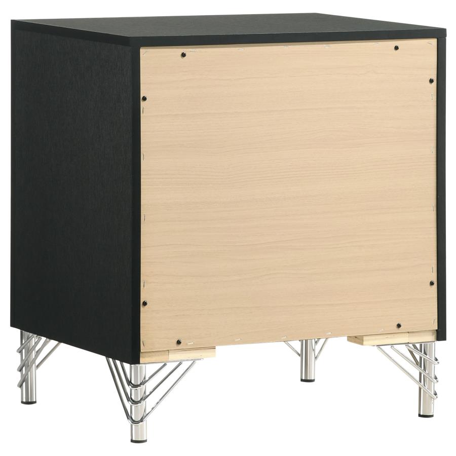 LUCIA 2-DRAWER NIGHTSTAND BEDSIDE TABLE BLACK