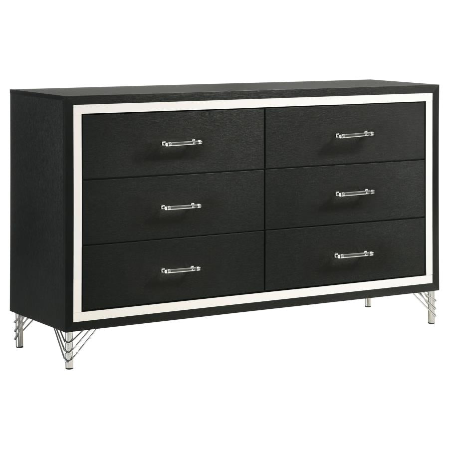 LUCIA 6-DRAWER DRESSER CABINET BLACK