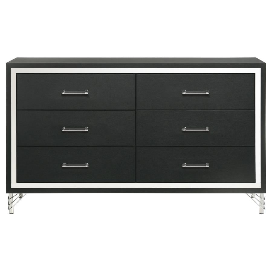 LUCIA 6-DRAWER DRESSER CABINET BLACK