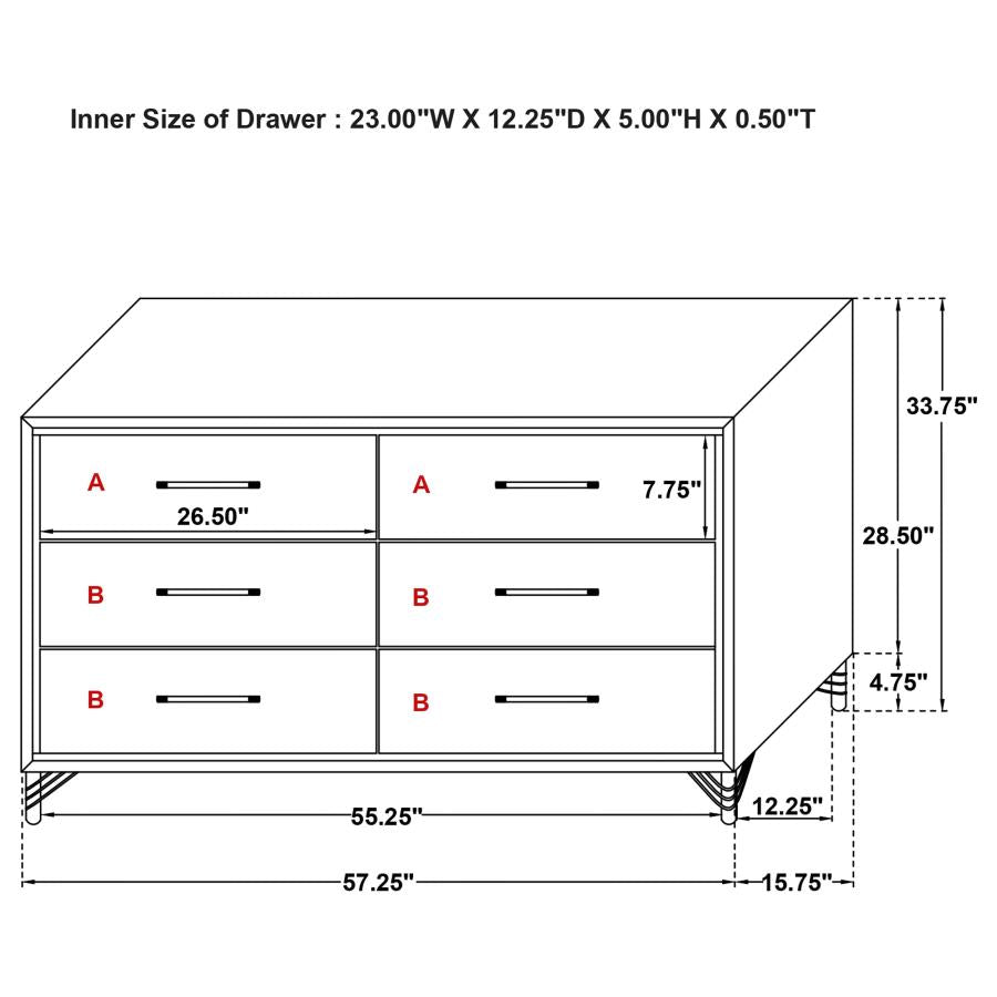 LUCIA 6-DRAWER DRESSER CABINET BLACK