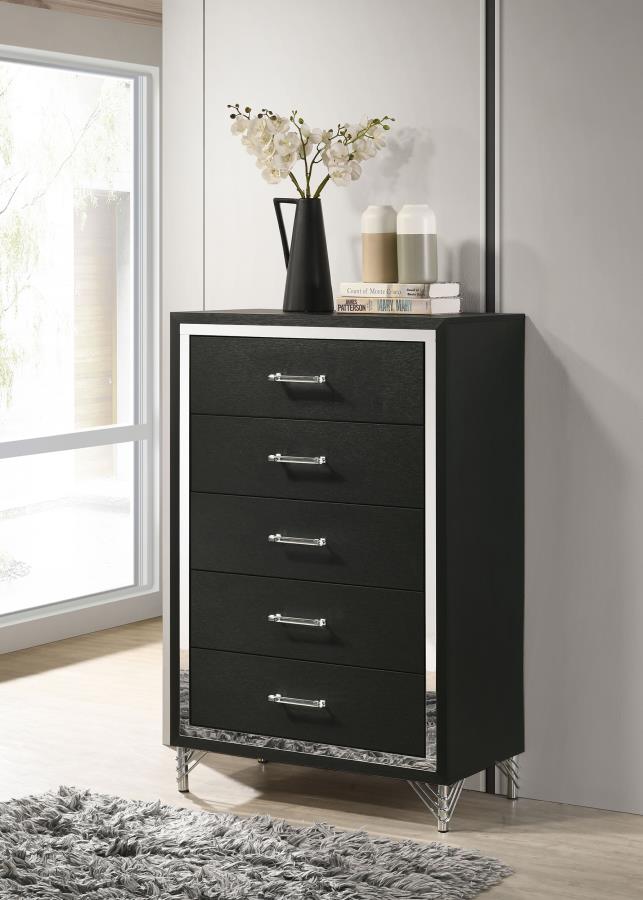 LUCIA 5-DRAWER BEDROOM CHEST OF DRAWERS BLACK