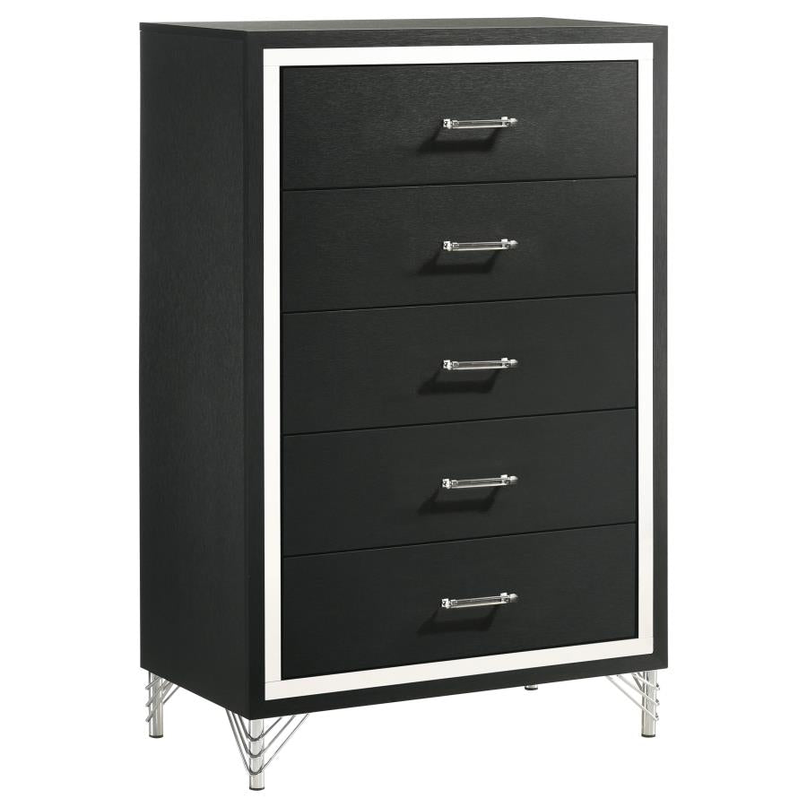 LUCIA 5-DRAWER BEDROOM CHEST OF DRAWERS BLACK