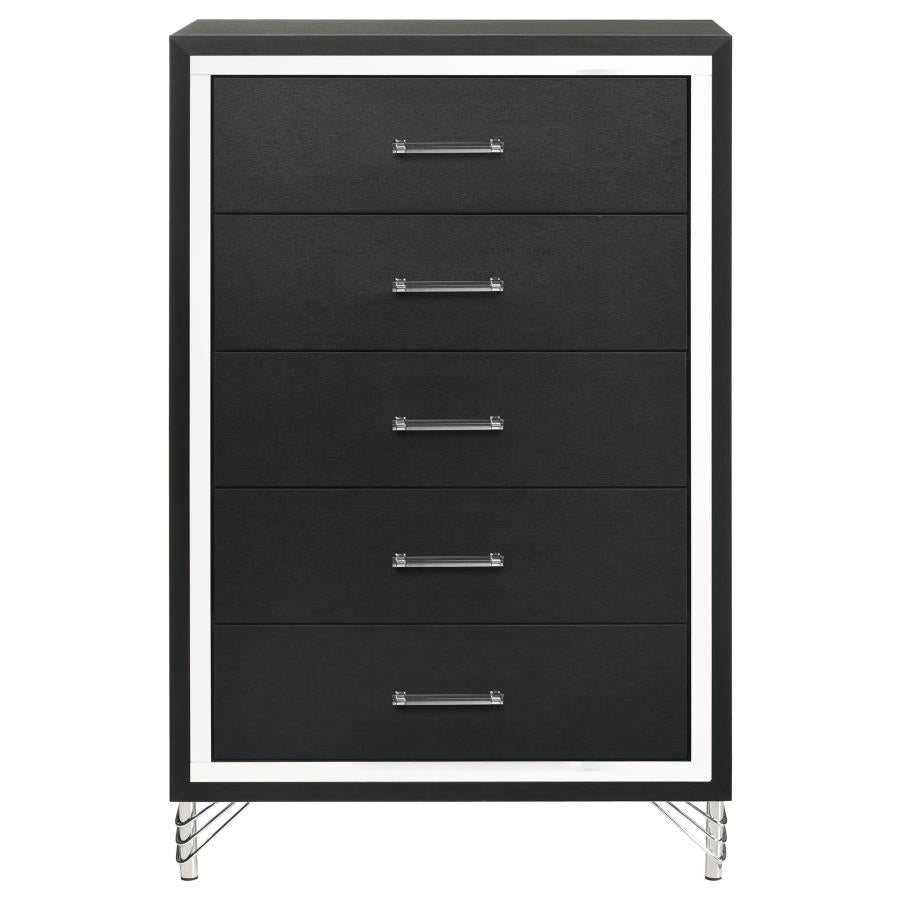 LUCIA 5-DRAWER BEDROOM CHEST OF DRAWERS BLACK