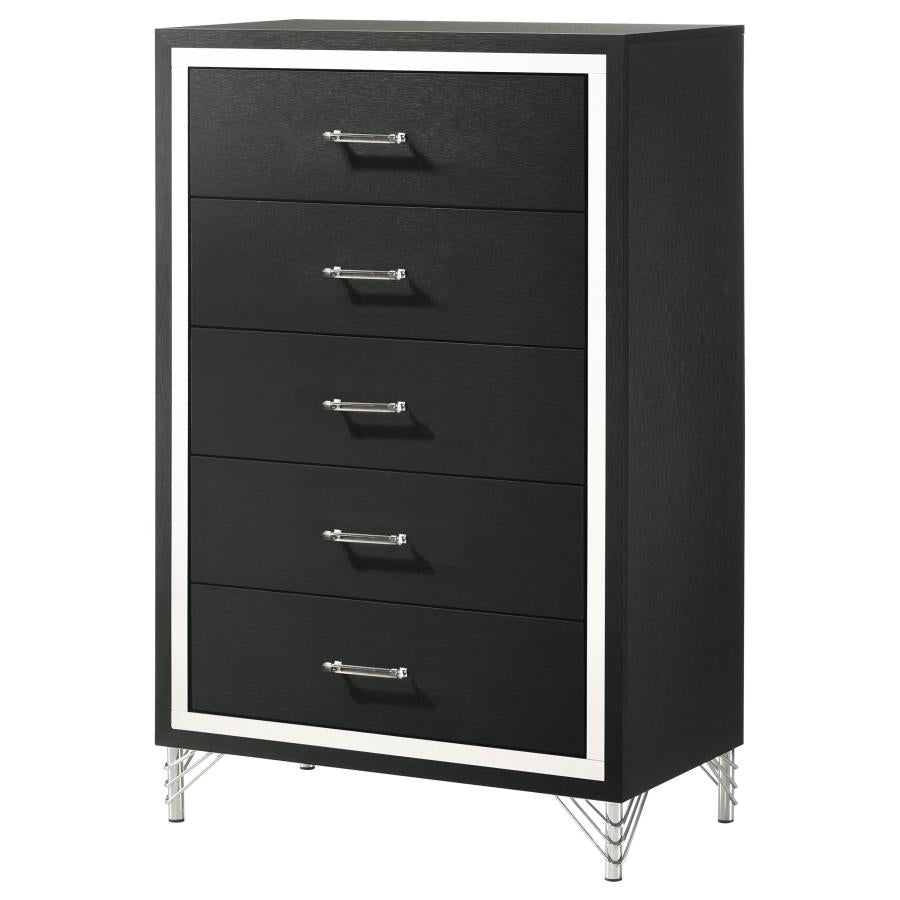 LUCIA 5-DRAWER BEDROOM CHEST OF DRAWERS BLACK