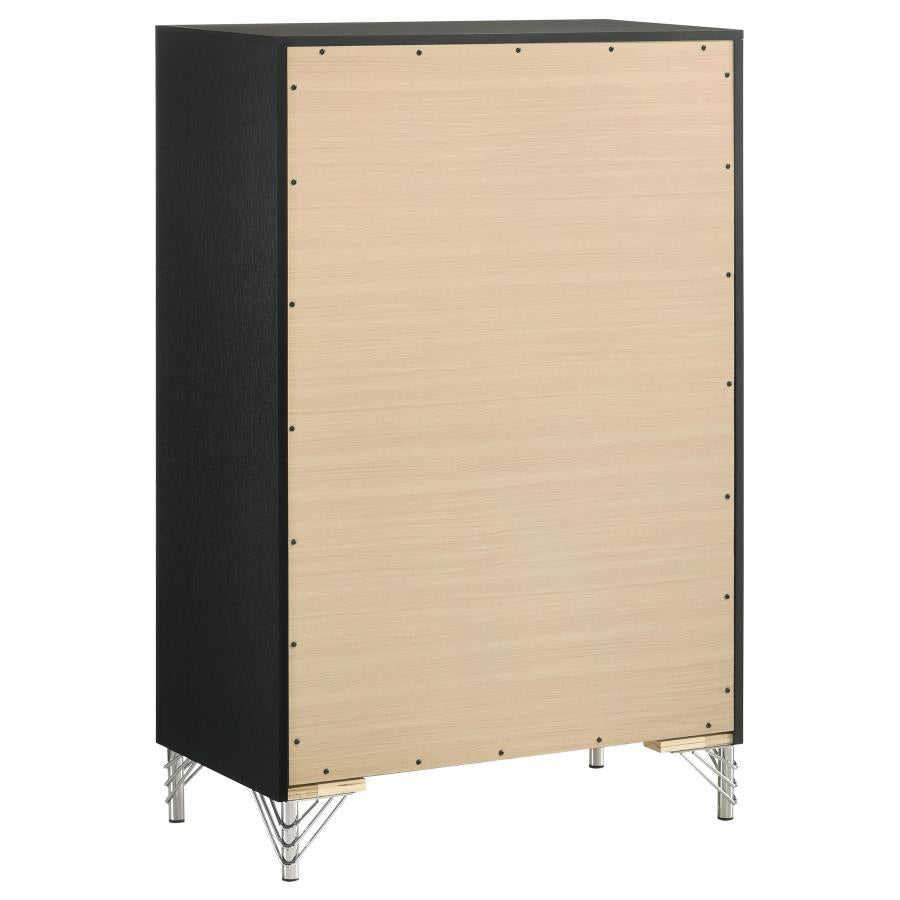 LUCIA 5-DRAWER BEDROOM CHEST OF DRAWERS BLACK