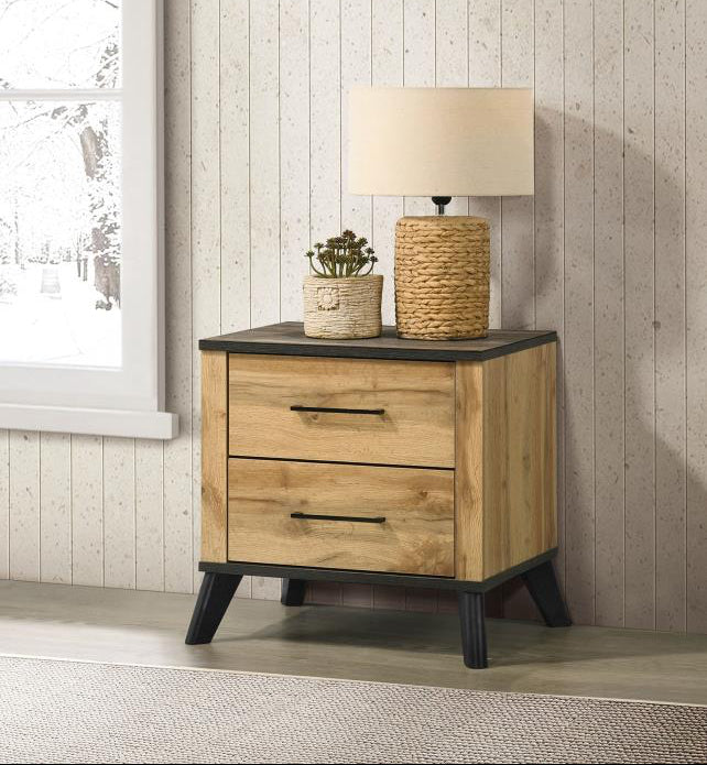 KAYWOOD 2-DRAWER NIGHTSTAND BEDSIDE TABLE NATURAL PINE