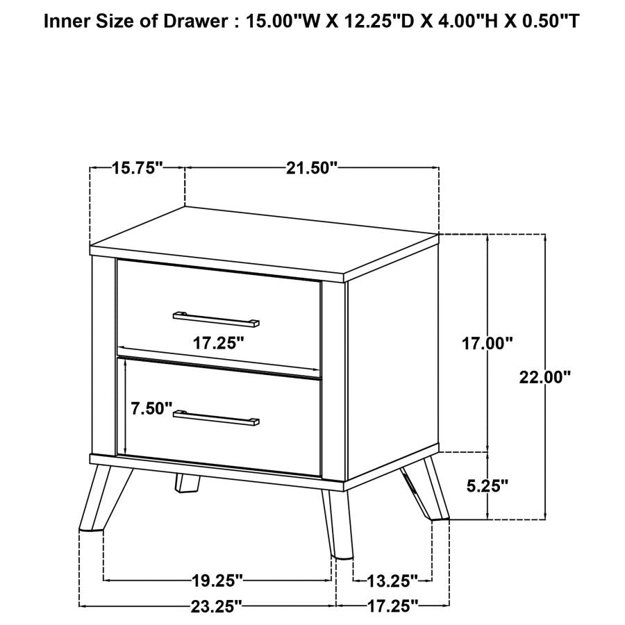 KAYWOOD 2-DRAWER NIGHTSTAND BEDSIDE TABLE NATURAL PINE