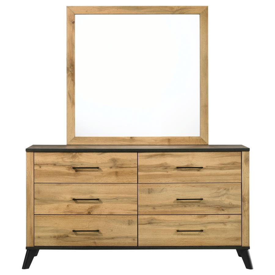 KAYWOOD 6-DRAWER DRESSER AND MIRROR NATURAL PINE