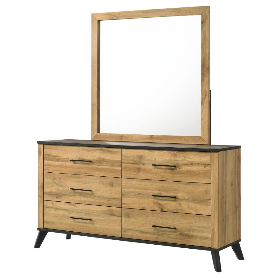 KAYWOOD 6-DRAWER DRESSER AND MIRROR NATURAL PINE