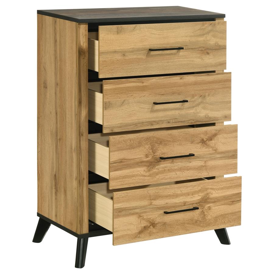 KAYWOOD 4-DRAWER BEDROOM CHEST OF DRAWERS NATURAL PINE