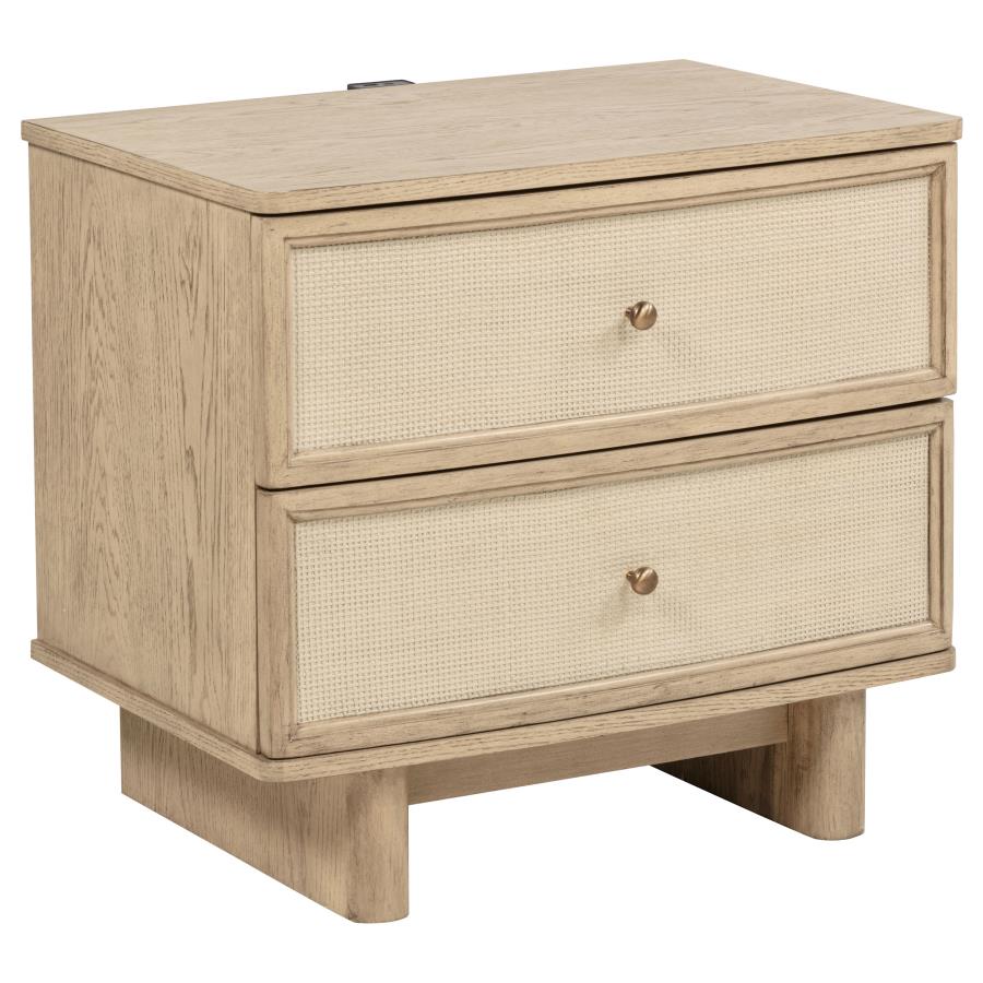 KAILANI 2-DRAWER NIGHTSTAND BEDSIDE TABLE BEIGE OAK