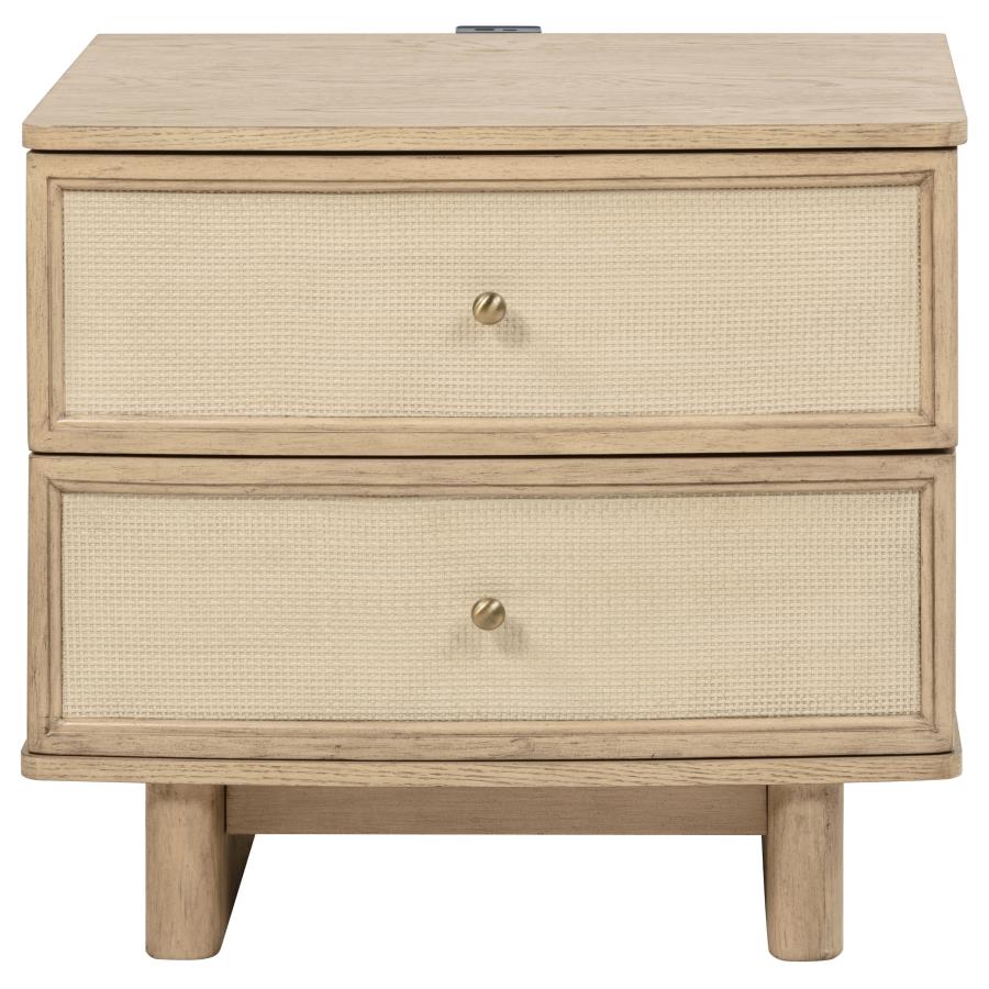 KAILANI 2-DRAWER NIGHTSTAND BEDSIDE TABLE BEIGE OAK