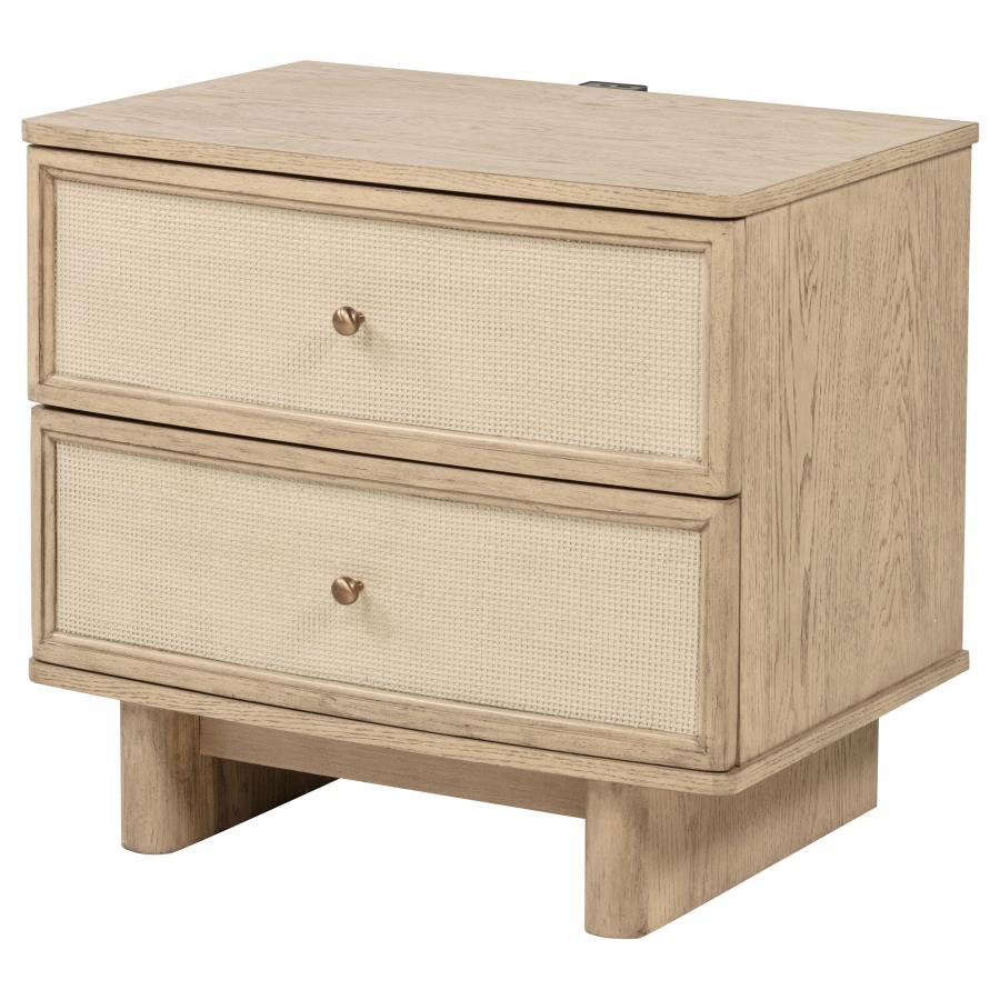 KAILANI 2-DRAWER NIGHTSTAND BEDSIDE TABLE BEIGE OAK