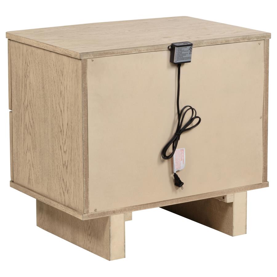 KAILANI 2-DRAWER NIGHTSTAND BEDSIDE TABLE BEIGE OAK