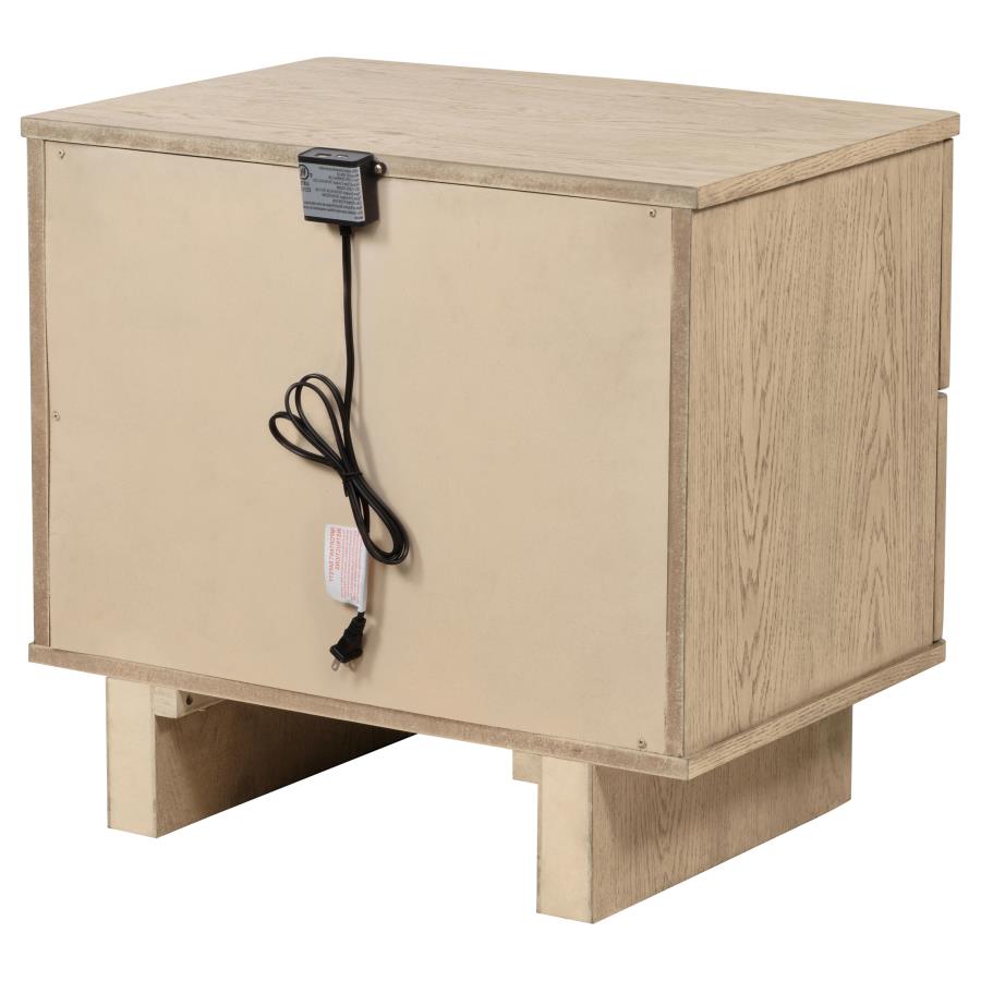 KAILANI 2-DRAWER NIGHTSTAND BEDSIDE TABLE BEIGE OAK