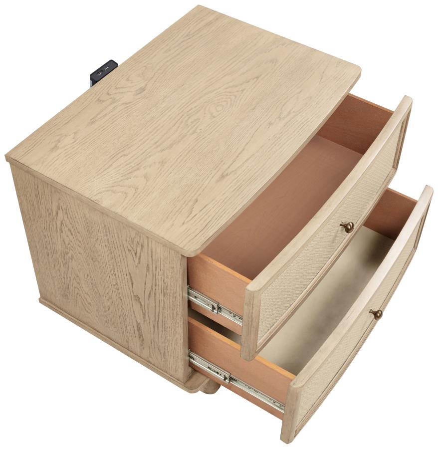KAILANI 2-DRAWER NIGHTSTAND BEDSIDE TABLE BEIGE OAK